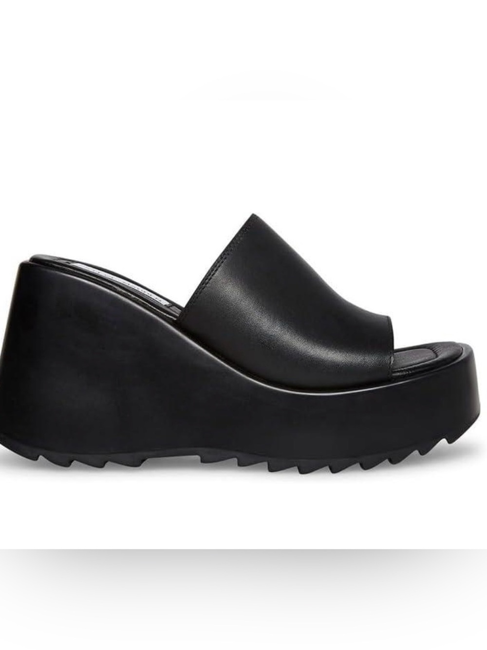 NWB Steve Madden Women’s Pepe30 Slide Sandal(Black Leather) Size 7